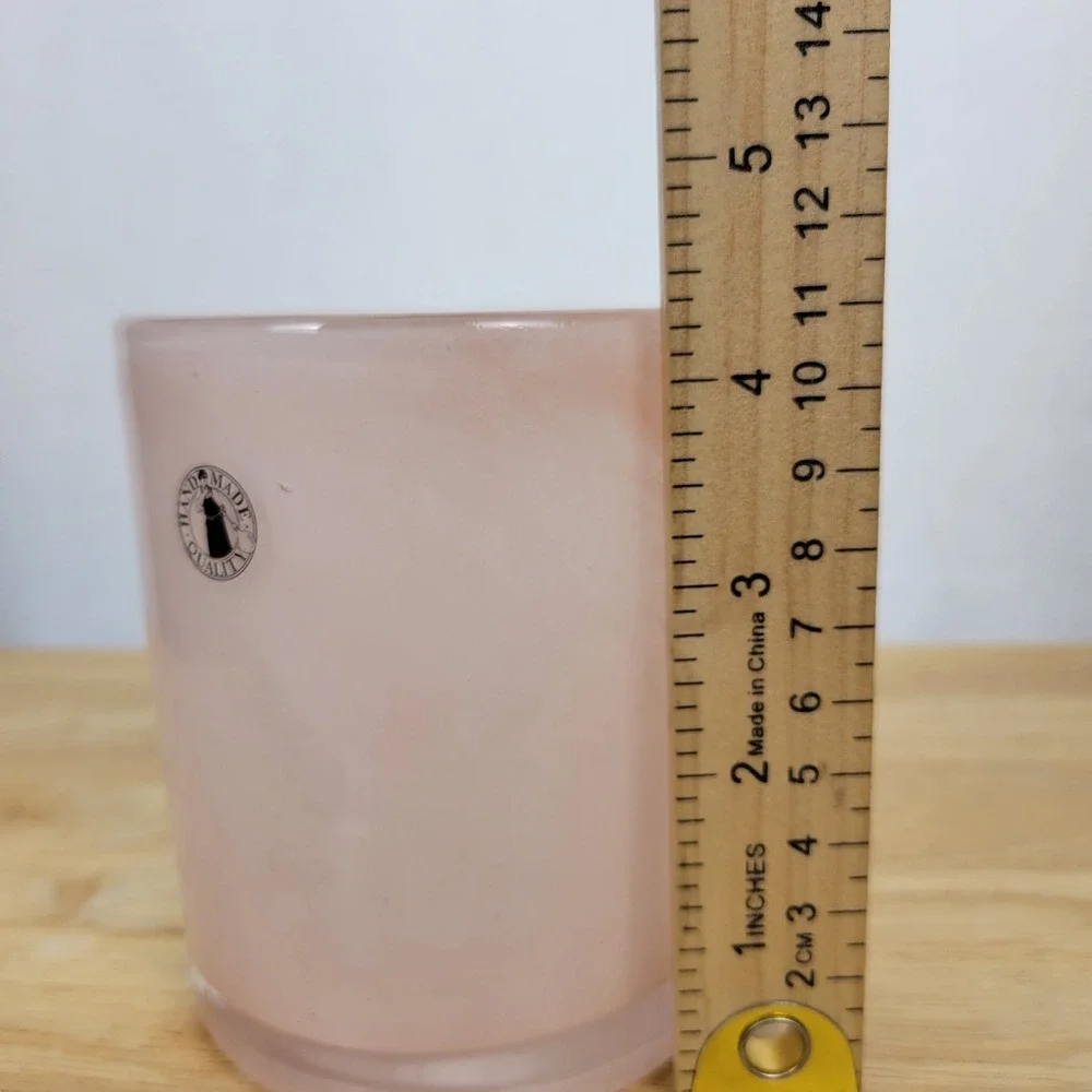 Vtg 90s IKEA BLÄNDANDE Pink Glass Candle Holder Votive Vase Hand Made Quality 4